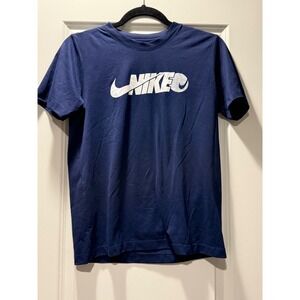 Nike Dri-FIT Soccer Graphic T-Shirt Youth Large Navy Blue Short Sleeve Athletic